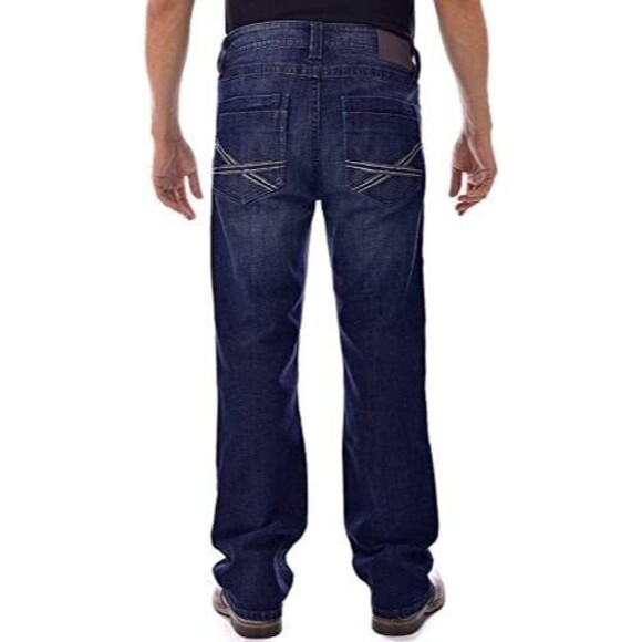 TK Axel Slim Bootcut Jeans Mens 34x32 Blue Dark Wash Stretch NEW - Picture 3 of 13